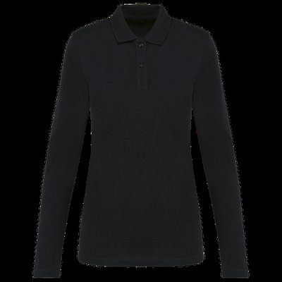 Polo manga larga mujer corte recto Black Xxl