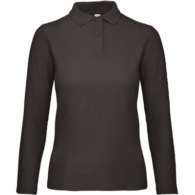 Polo manga larga mujer punto piqué Black L
