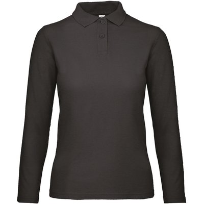 Polo manga larga mujer punto piqué Black S
