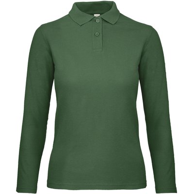 Polo manga larga mujer punto piqué Bottle Green Xs
