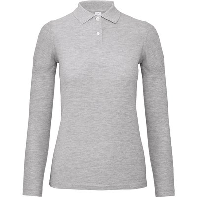 Polo manga larga mujer punto piqué Heather Grey XL
