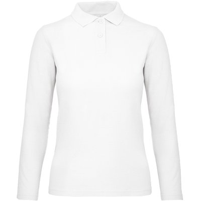 Polo manga larga mujer punto piqué White M