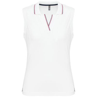 Polo sin mangas mujer algodón White / Navy / Red XS