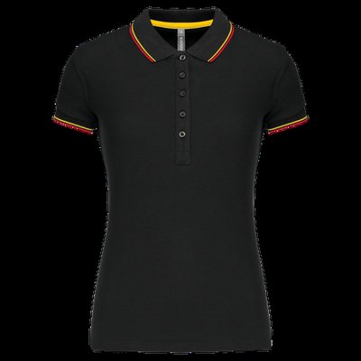 Polo mujer algodón con 5 botones Black / Red / Yellow M