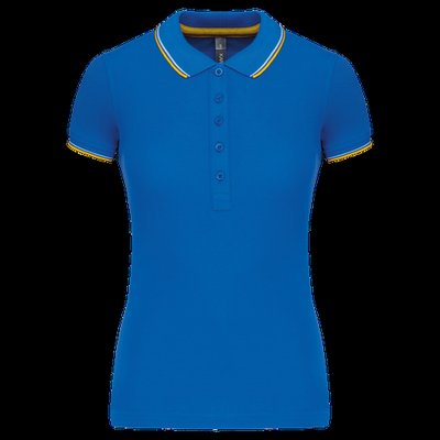 Polo mujer algodón con 5 botones Light royal blue/Yellow/White M