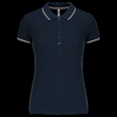 Polo mujer algodón con 5 botones Navy / Light Grey / White S