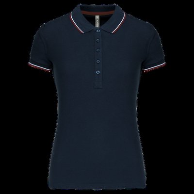 Polo mujer algodón con 5 botones Navy / Wine / White L