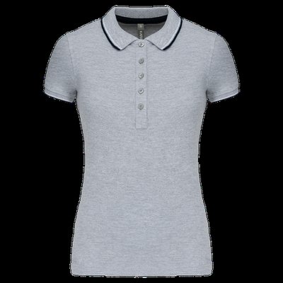 Polo mujer algodón con 5 botones Oxford Grey / Navy / White Xs