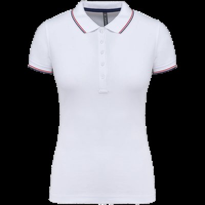 Polo mujer algodón con 5 botones White / Navy / Red S