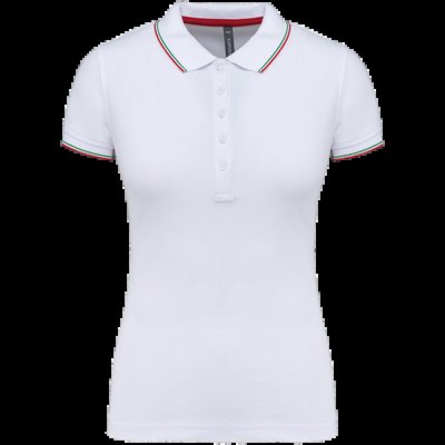 Polo mujer algodón con 5 botones White / Red / Green M