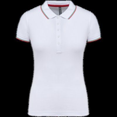 Polo mujer algodón con 5 botones White / Red / Green S