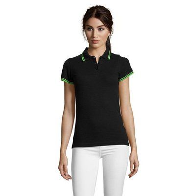 Polo Mujer de Algodón Detalles a Contraste Negro/Lima L