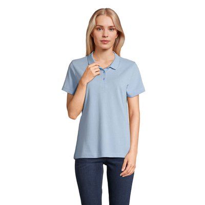 Polo mujer algodón manga corta Azul Cielo Xxl