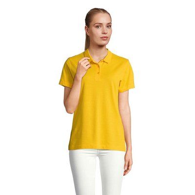 Polo mujer algodón manga corta Dorado Xl