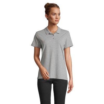 Polo mujer algodón manga corta Gris Melange 2 Xxl