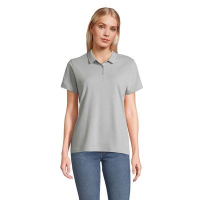 Polo mujer algodón manga corta Gris Puro M