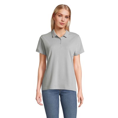 Polo mujer algodón manga corta Gris Puro S
