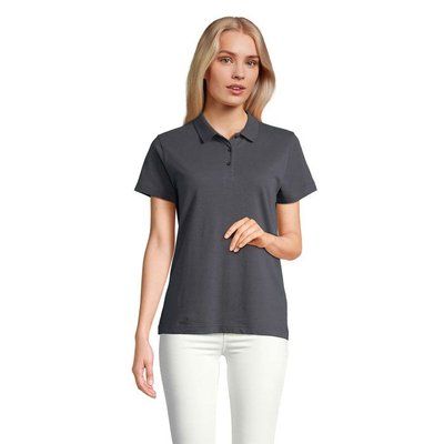 Polo mujer algodón manga corta Gris Ratón L