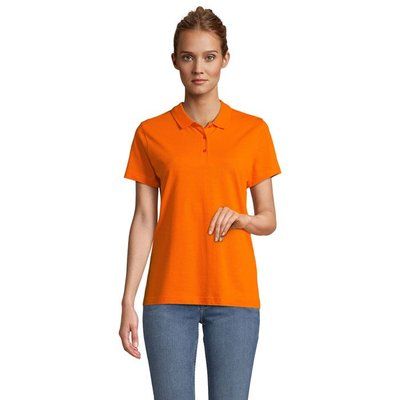 Polo mujer algodón manga corta Naranja Xl