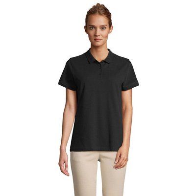 Polo mujer algodón manga corta Negro/ Negro Opaco S