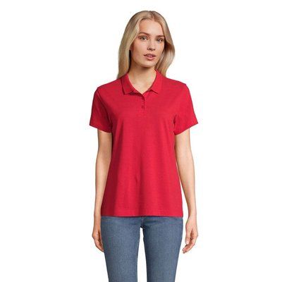 Polo mujer algodón manga corta Rojo L