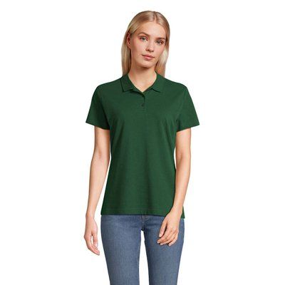 Polo mujer algodón manga corta Verde Botella Oscuro S