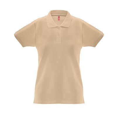 Polo de mujer cuello y mangas de canalé Marrón claro XL