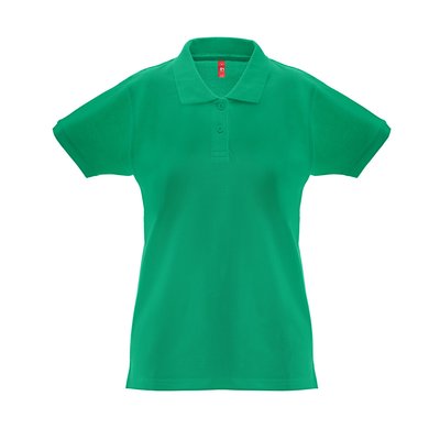 Polo de mujer cuello y mangas de canalé Verde L