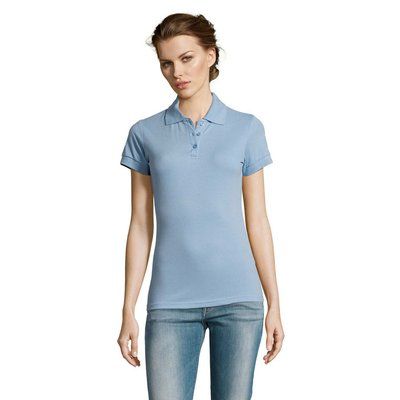 Polo Mujer Manga Corta 200g Azul Cielo Xxl