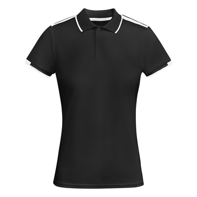Polo Mujer Manga Corta Negro/Blanco 2XL