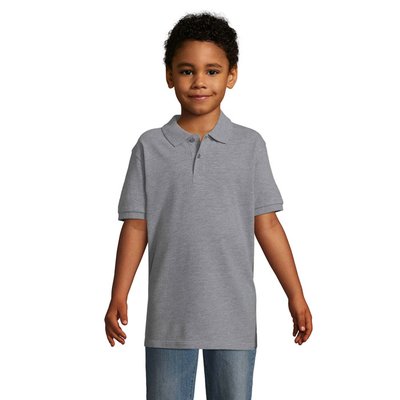 Polo Niño Algodón 180g Gris Melange 2 4Xl