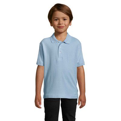Polo Niño Piqué Peinado 170g Azul Cielo Xxl