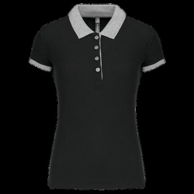 Polo piqué bicolor mujer Black / Oxford Grey M