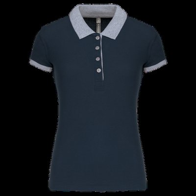 Polo piqué bicolor mujer Navy / Oxford Grey M