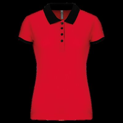 Polo piqué bicolor mujer Red / Black L