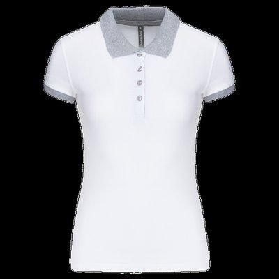 Polo piqué bicolor mujer White / Oxford Grey M