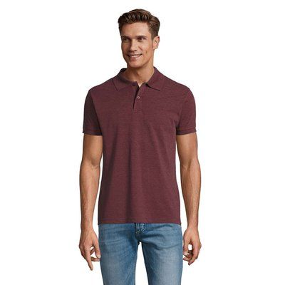 Polo Piqué Manga Corta Hombre Burdeos Jaspeado 3XL
