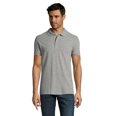 Polo Piqué Manga Corta Hombre Gris Melange 2 S