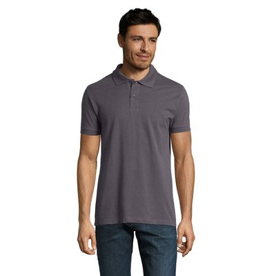 Polo Piqué Manga Corta Hombre Gris Oscuro Xl