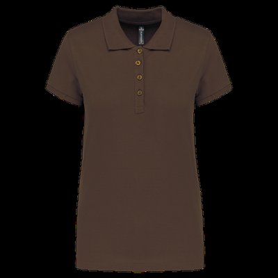 Polo piqué de manga corta de mujer CHOCOLATE L