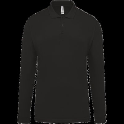 Polo piqué manga larga 100% algodón Black 4Xl