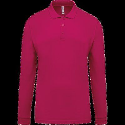 Polo piqué manga larga 100% algodón Fuchsia 4XL