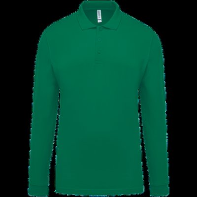 Polo piqué manga larga 100% algodón Kelly Green S