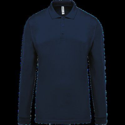 Polo piqué manga larga 100% algodón Navy L