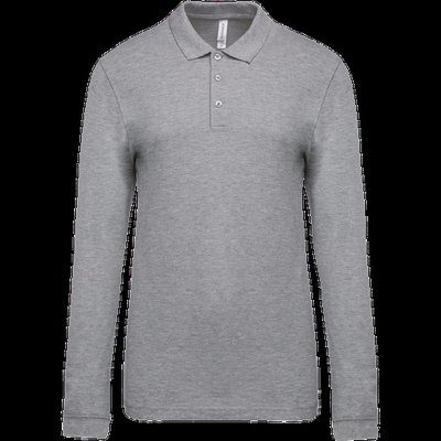 Polo piqué manga larga 100% algodón Oxford Grey S