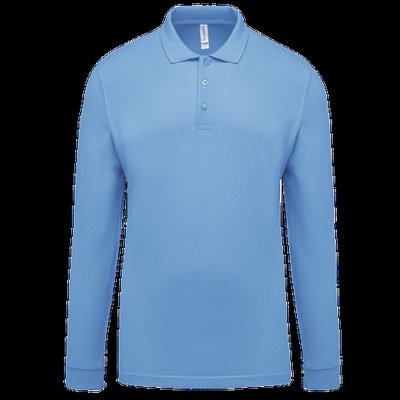Polo piqué manga larga 100% algodón Sky Blue M