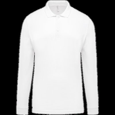 Polo piqué manga larga 100% algodón White Xl