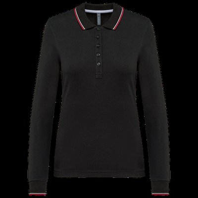 Polo piqué manga larga mujer Black / Red / White Xs
