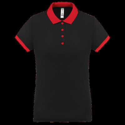 Polo piqué mujer Black / Red XS
