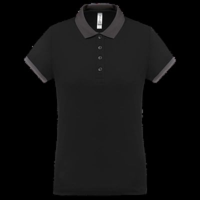 Polo piqué mujer Black / Sporty Grey L